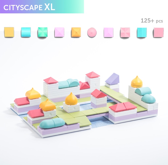 Cityscape XL, great for building larger urban areas! In the box you will get a selection of 125+ Arckit components in a ziplock bag along with an instruction leaflet. Additional content will be available online at arckit.com.